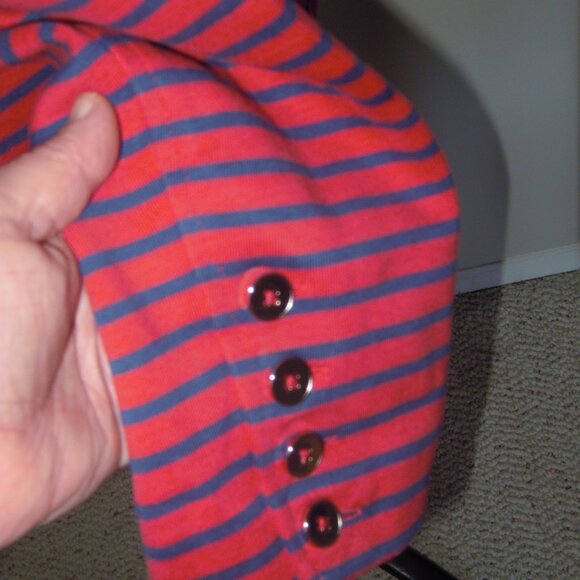 MARC BY MARC JACOBS Navy Blue & Red Striped Cotton Blazer Jacket MEDIUM - Picture 4 of 6